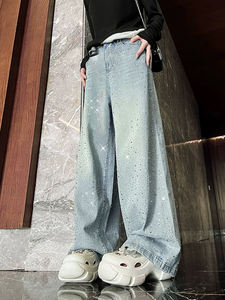 <span class=keywords><strong>Jean</strong></span> droit taille haute personnalisé, orné de strass, pour <span class=keywords><strong>femme</strong></span> – Nouvelle collection tendance - Product Image 6