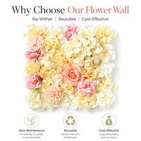 Panneau mural de fleurs artificielles multicolores avec roses, hortensias et dahlias pour toile de fond de mariage, vitrine de magasin, décoration d'événements et de maison