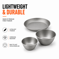 Ensemble de vaisselle de camping personnalisable en titane TA1 ultraléger, comprenant bol, assiette et plat, kit de cuisine pliable pour la randonnée et la cuisine en plein air