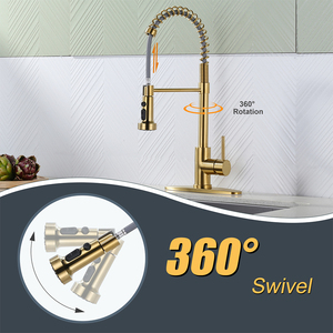 Rubinetto da Cucina in Acciaio Inox <span class=keywords><strong>con</strong></span> <span class=keywords><strong>Doccetta</strong></span> Estraibile, Miscelatore Acqua Calda e Fredda, Rubinetto Dorato a Leva Singola <span class=keywords><strong>con</strong></span> Molla - Product Image 4