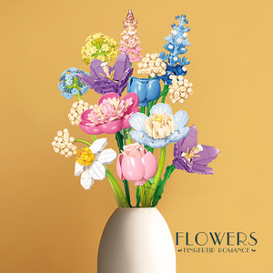 Blocs de construction Moon Flower 900+ pièces, bouquet en forme de croissant, décoration murale, cadeau pour adultes de 8 ans et plus - Product Image 3