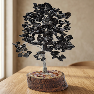 Árbol de Cristal de Ágata Negra Hecho a Mano, Bonsái de Piedras Preciosas Feng Shui con Base de Amatista para Decoración Navideña del Hogar, Árbol de Navidad (Pcs) - Product Image 1