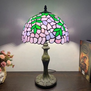 Tiffany Wisteria Table Lamp 12-Inch Colored Glass Purple & Blue Home Décor for Living Room or Dressing Table - Product Image 3