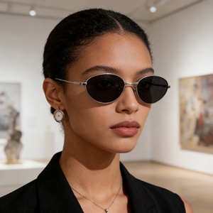 Gafas de Sol de Titanio con Logotipo Personalizado, Diseño Ojo de Gato, Montura Redonda Ligera con Aro de Alambre, para Hombre y Mujer, Ideales para Conducir y Viajar - Product Image 2