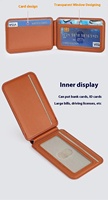 Tarjetero Magnético de Cuero para Teléfono, Soporte Plegable para Modo Vertical y Horizontal, Funda Trasera Delgada con Bolsillo Adhesivo