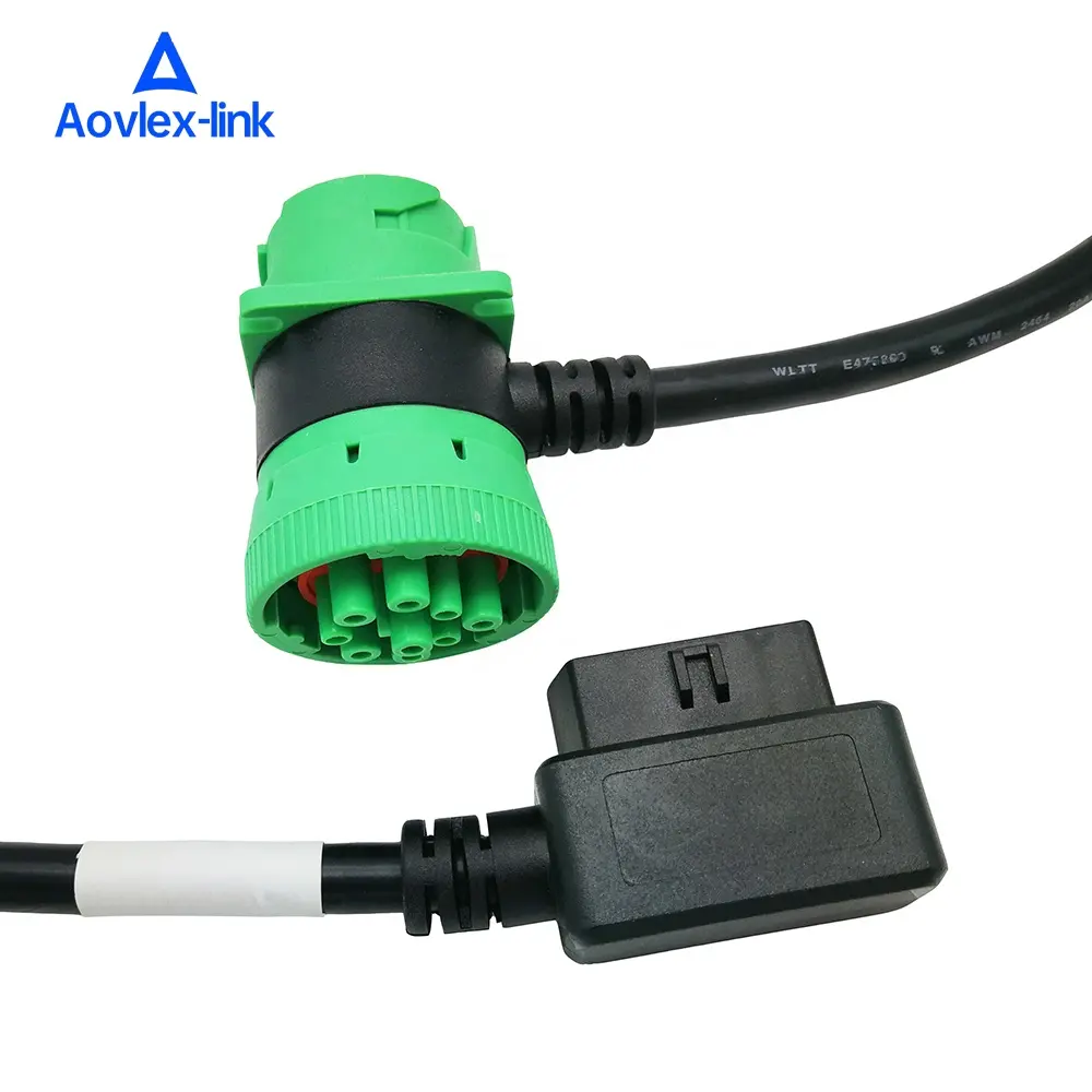 Adaptador de soquete j1939 9pin, macho/fêmea a 16pin obd 2 fêmea, para caminhão obd2, cabo de diagnóstico do veículo