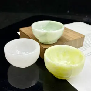 Vente en gros de petit bol en jade avec manche en cristal de guérison naturel de haute qualité pour la décoration de la chambre