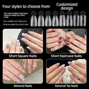 140 pièces de moules à ongles double forme, formes supérieures ovales, carrées et cercueil, pour french <span class=keywords><strong>manucure</strong></span> rapide, finition mate, outils de <span class=keywords><strong>manucure</strong></span> DIY et <span class=keywords><strong>nail</strong></span> art - Product Image 3