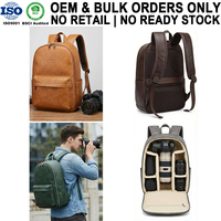 Sac à dos pour appareil photo reflex numérique en cuir microfibre durable, personnalisé par le fabricant OEM ODM, spacieux, pour les séances de photographie en extérieur