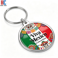 Porte-clés moderne en argent plaqué, personnalisé, fabriqué en usine depuis 23 ans, Viva Mexico, drapeau mexicain, souvenir du Jour de l'Indépendance mexicaine