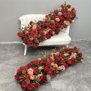 Nouveau design élégant de guirlande florale rouge bordeaux courbée pour la décoration d'arche de toile de fond pour événements de mariage - Product Image 6