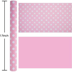 <b>Pink</b> And White Dots Wrapping Paper Roll Reversible Gift <b>Wrap</b> For Birthday Valentines Mothers Day Graduation 47.23 Square Feet - Product Image 4