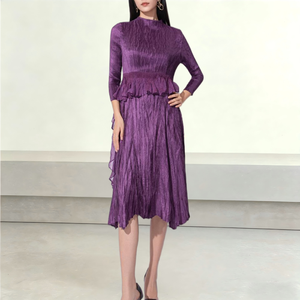Vestido Plisado a Mano <span class=keywords><strong>para</strong></span> Mujer, Color Sólido, Casual, Midi, con Pliegues, Tela Brillante, Elegante, <span class=keywords><strong>Vestidos</strong></span> Modestos <span class=keywords><strong>para</strong></span> <span class=keywords><strong>Fiesta</strong></span>, Talla Única - Product Image 2