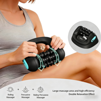 Rouleau de massage percussif sans fil portable rechargeable par USB, télécommande, vibration à 360 degrés, matériau ABS, certifié CE ROHS