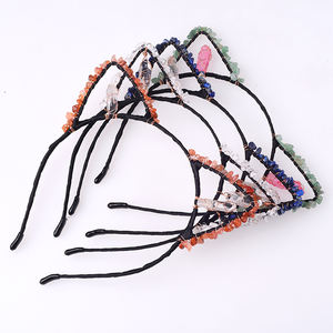 بيع بالجملة رقائق الكريستال الطبيعية الجمشت روز نقاط الكوارتز القط على شكل الأذن عقال - Product Image 3