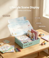 Boîte cadeau rigide artisanale écologique Morandi pour enfants, pour livres illustrés et papeterie - Personnalisable