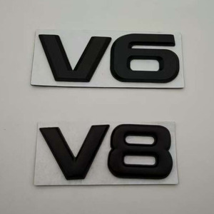 Autocollant de voiture auto-adhésif en métal chromé noir 3D avec logo V6 V8, badge de cylindrée du moteur, pour Toyota V6 V8, accessoires automobiles - Product Image 3