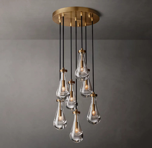 RH Beleuchtung Treppenhaus Kristall-Regentropfen Kronleuchter Runde Große Pendelleuchte für Hohe Decken Luxuriöser Langer Regentropfen-Kronleuchter - Product Image 3