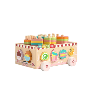 Juguete educativo de madera para niños Animal Zoo y carrito de helado Clasificador de formas para Coordinación mano-ojo Aventura de postres divertidos para niños - Product Image 2