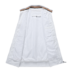 Chaqueta de bombardero cortavientos ligera a la moda informal de talla grande para hombre, logotipo personalizado, venta al por mayor, Primavera, cuello levantado, maternidad en blanco - Product Image 6