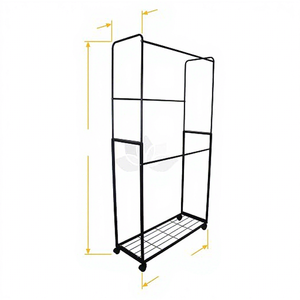 Perchero Metálico de Dos Niveles con Ruedas, Estilo Minimalista, Organizador de Ropa - Product Image 2