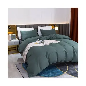 Home Breathable and Skin-Friendly Bedding Set 3-Piece King Cotton and Linen Duvet Cover Set