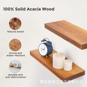 Wooden <b>Wall</b> <b>Shelf</b> 2 Tier Rectangle <b>Wall</b> <b>Mounted</b> For Bathroom Storage Display Rack - Product Image 4