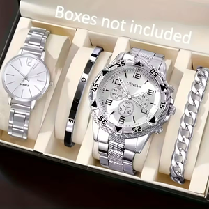 LYN-302 set di gioielli con orologio per coppia, 4 pezzi, orologio da <span class=keywords><strong>uomo</strong></span> con bracciale, orologio al quarzo da donna - Product Image 3