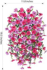Fleurs en soie réalistes résistantes à la décoloration UV 2 pièces violet Hotpink décor de printemps pots de fleurs suspendus artificiels jardinières - Product Image 4
