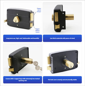 <span class=keywords><strong>Serrure</strong></span> murale <span class=keywords><strong>horizontale</strong></span> personnalisée noire en cuivre massif, <span class=keywords><strong>serrure</strong></span> de porte extérieure de haute qualité pour portail et porte de jardin - Product Image 6