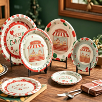 Assiettes en papier jetables de qualité alimentaire en gros, motif spirale, personnalisées pour mariage