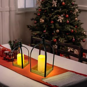 Lanterne rétro en forme d'arche Wuwutong, lampe à bougie LED noire scintillante, fonctionnant sur piles, lumière décorative de Noël, veilleuse - Product Image 3