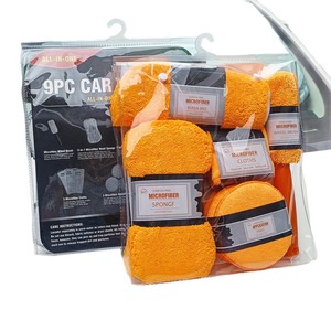 Car Wash And Cleaning Kit 9 Pieces Microfiber Wash Mit Sponge <b>Wheel</b> <b>Brush</b> Applicator Pads For Car Care - Product Image 5