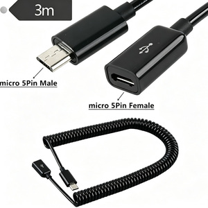 Mike สายชาร์จข้อมูล2.0 USB MICRO 5P ตัวผู้ตัวเมียสำหรับโทรศัพท์มือถืออุปกรณ์ดิจิตอลทองแดง (V8) - Product Image 2