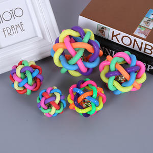 Colorful Woven Ball Within <b>Bell</b> Bite-resistant Pet Toy <b>Dog</b> Cat Rainbow Pet <b>Dog</b> Woven <b>Bell</b> Ball Bite Resistant Toy Rubber - Product Image 2