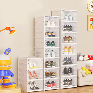Foldable <strong>Shoe</strong> Storage Boxes, Installation Free 6PCS Clear <strong>Shoe</strong> Boxes Stackable Foldable, Plastic <strong>Shoe</strong> Storage <strong>Organiser</strong> - Product Image 5
