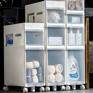 mutfak dolapları 4 katmanlı Suppliers-XingYou 3 katmanlı banyo plastik depolama dolabı çekmeceli tekerlekler ile