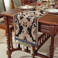 Chemin de table rétro en chenille jacquard noir imperméable et résistant à l'usure Summer Anne's