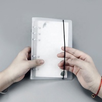 Carpeta de Anillas para Hojas Sueltas, Cubierta Transparente de Polipropileno para Cuaderno Espiral, Carpeta de Anillas A4/A5/A6/A7/B5 con Banda Elástica