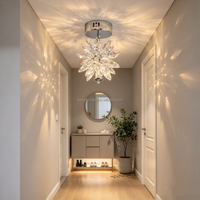 Plafonnier design floral en cristal K9 chromé, éclairage décoratif pour villa, hôtel, couloir, entrée