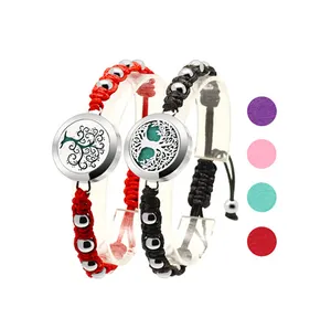 Pulseira de aço inoxidável para presente, bracelete com difusor de óleo essencial e difusor de aroma trançado para mulheres