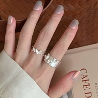Superbe bague papillon 3D large en argent mat pour femme, style Instagram, haut de gamme, double couche, ouverte, pour l'index