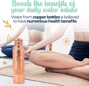 BSBH独自の持ち運びやすい大容量槌目アユルヴェーダ銅色ウォーターボトル（バッグ付き） - Product Image 6