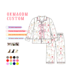 Set di pigiami per bambini in bambù vestiti per bambini su misura in tessuto <span class=keywords><strong>e</strong></span> stampa pigiami da collezione per ragazze - Product Image 2
