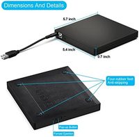 Unidad de DVD de CD delgada USB 2,0 externa de quemador de DVD-RW portátil para computadora portátil y PC de escritorio compatible con tarjetas SD CF XD-Negro/plateado