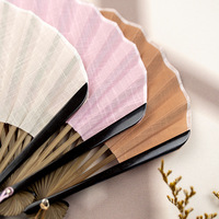 Éventail pliant classique Siyitang en coton et lin, forme coquille, style rétro, couleur unie, portable pour le quotidien, calligraphie