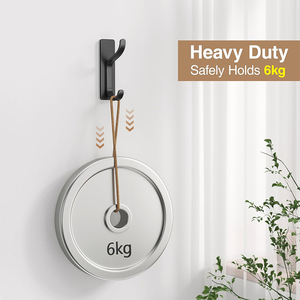 Ganchos de Pared de Acero Inoxidable Negro <span class=keywords><strong>para</strong></span> Colgar Ropa en el Baño o Sala de Estar, Ganchos Autoadhesivos <span class=keywords><strong>para</strong></span> Colgar Ropa - Product Image 3