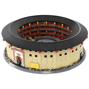 Ensemble de jouets de construction en blocs de style chinois OEM, portail de la salle ancestrale, lanterne de fenêtre, passerelle annulaire, modèle DIY, échelle 1:1, cadeau pour enfants - Product Image 5