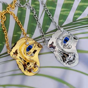Diseño exagerado Sense Niche Retro Personalidad <span class=keywords><strong>Cadena</strong></span> de clavícula Moda Retro Media cara Máscara Ojo del diablo Colgante Collar - Product Image 2