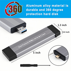 <span class=keywords><strong>M</strong></span>.2 อะแดปเตอร์ตู้ SSD โปรโตคอลคู่ NVMe PCIe SATA NGFF, อินเทอร์เฟซคู่ USB C USB 3.0 ประเภท-C ถึง M2 กล่องขยายที่เก็บ SSD - Product Image 3